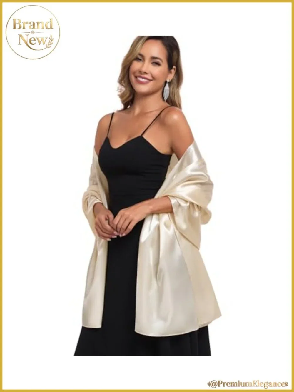 Satin Shawl Wrap for Evening Wedding Guest Lightweight